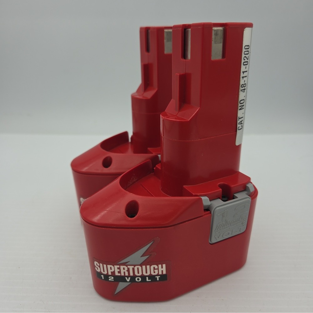 Milwaukee 12V Supertough Battery Lot of 2 48-11-0200 NiCd Red For Parts